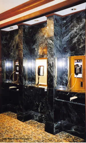 Hallway lined with empress green marble